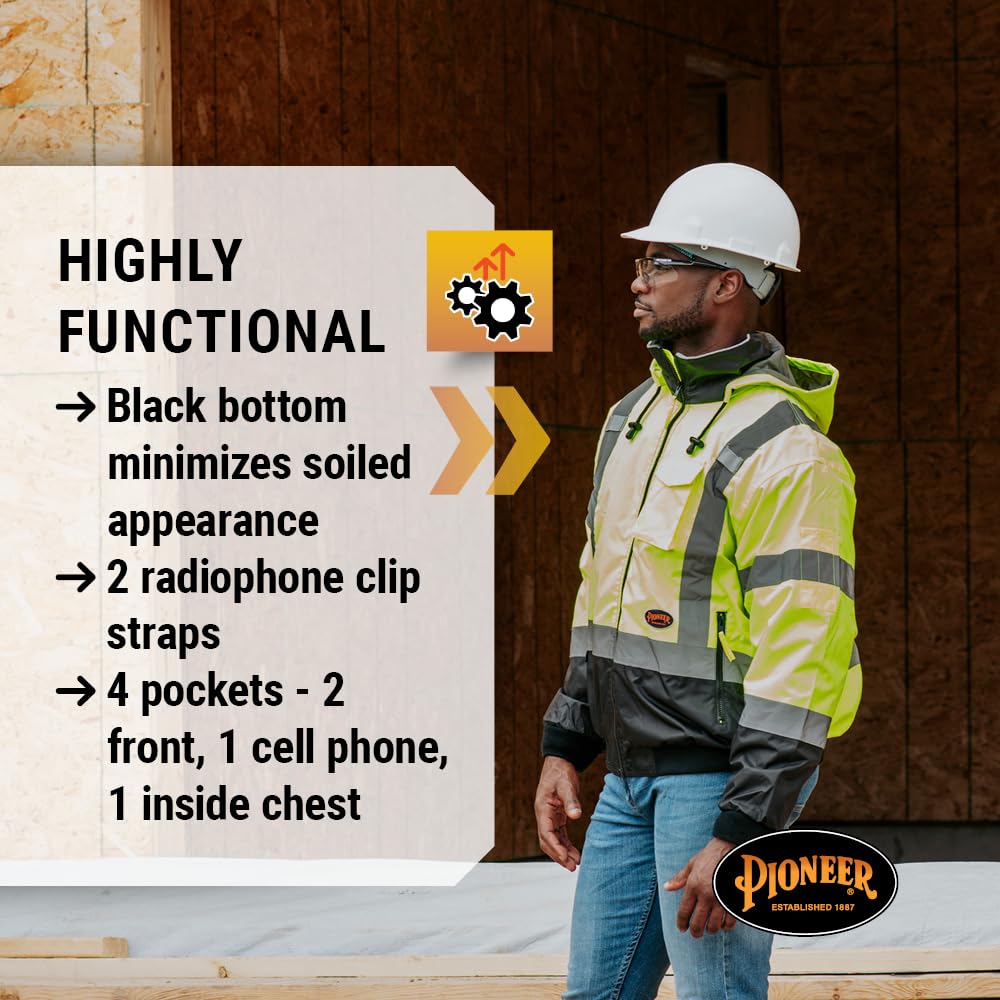 Foto 8 pulgar | Chaqueta Bomber De Seguridad Pioneer Hi Vis Impermeable Para Hombre - Venta Internacional.