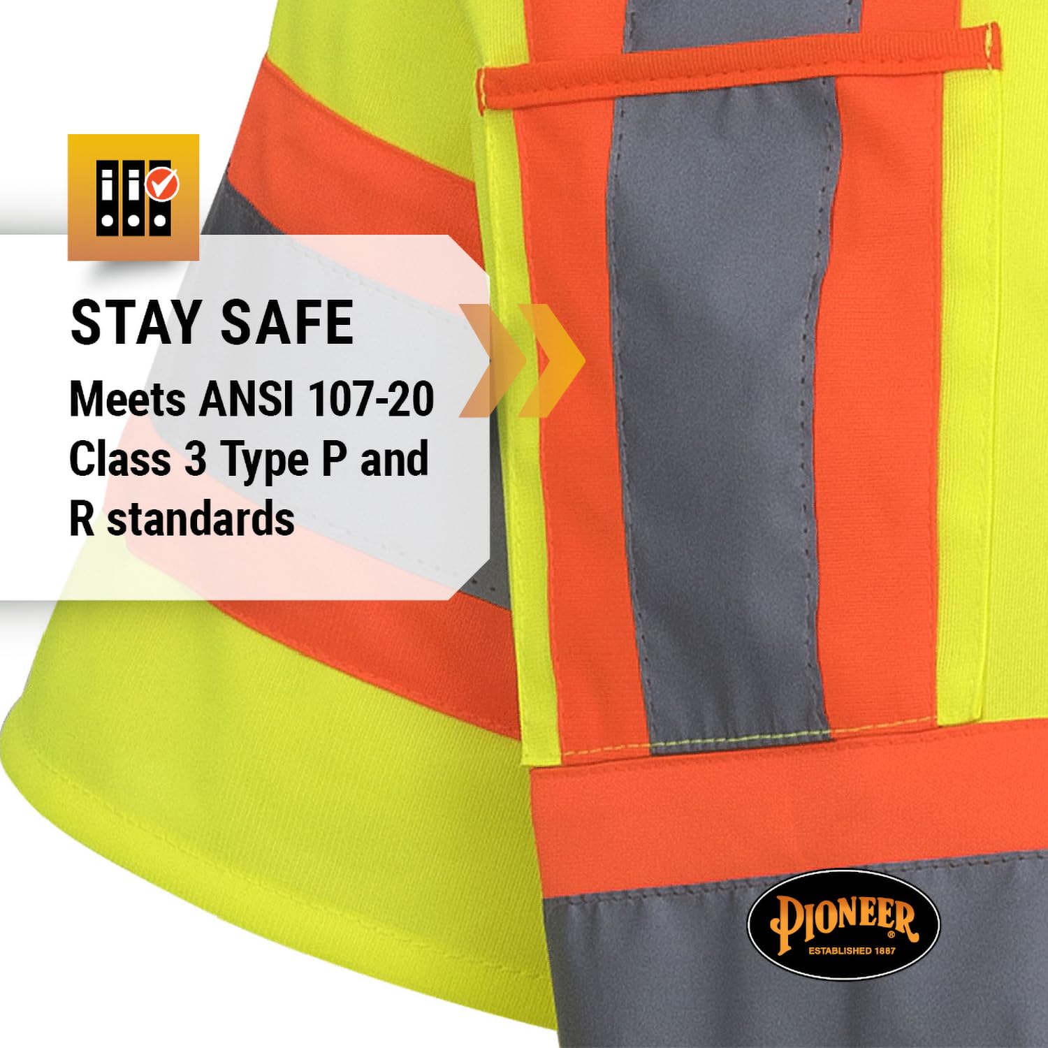 Foto 8 pulgar | Chaleco De Seguridad Pioneer Hi Vis Con Mangas Para Hombre Y Mujer, Clase 3 - Venta Internacional.