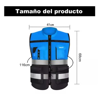 Foto 2 | Chaleco De Seguridad Reflejante Industrial Lab.g Superbrillante Azul Xl