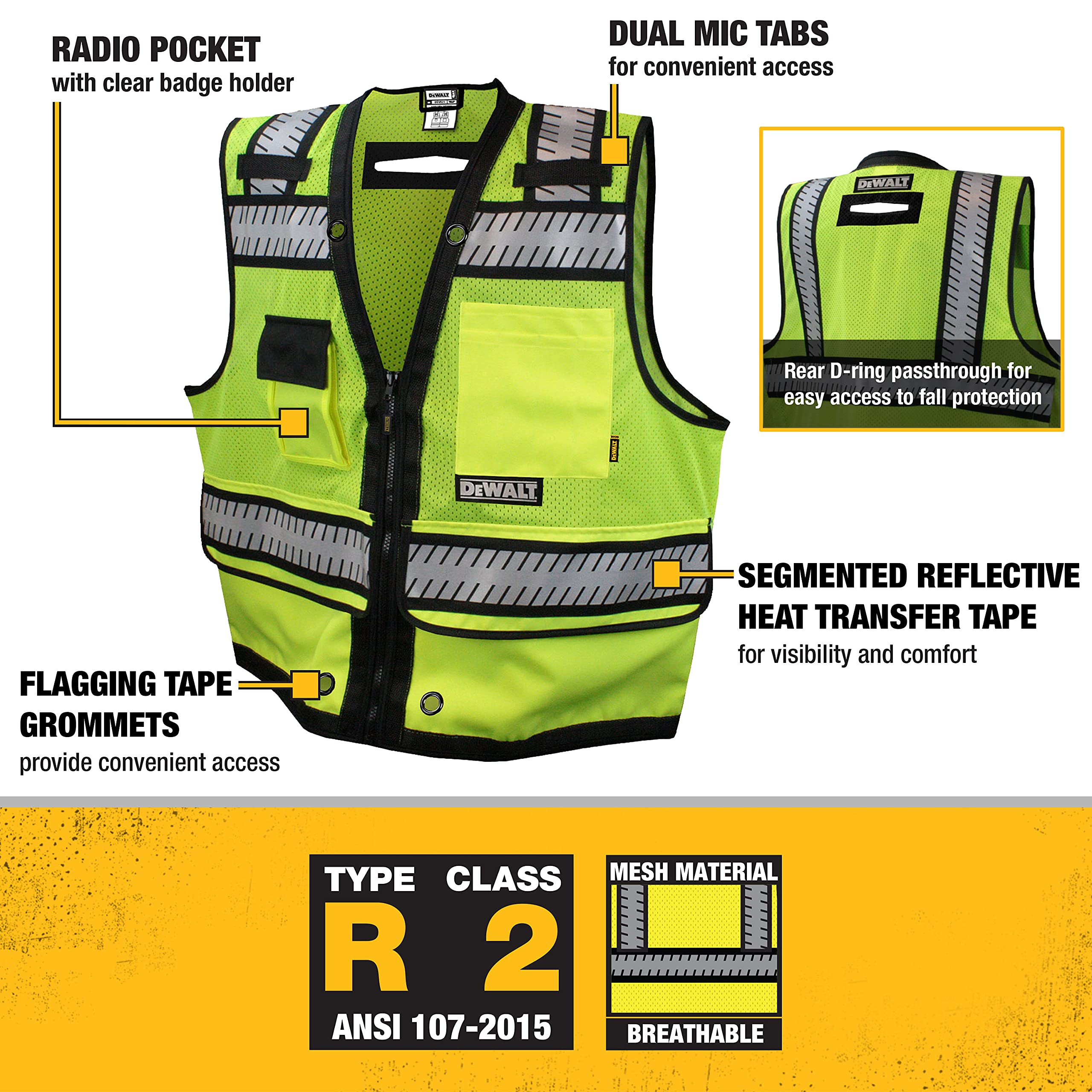 Foto 3 pulgar | Chaleco Surveyor Dewalt Dsv521 Clase 2 Heavy Duty Xl - Venta Internacional.