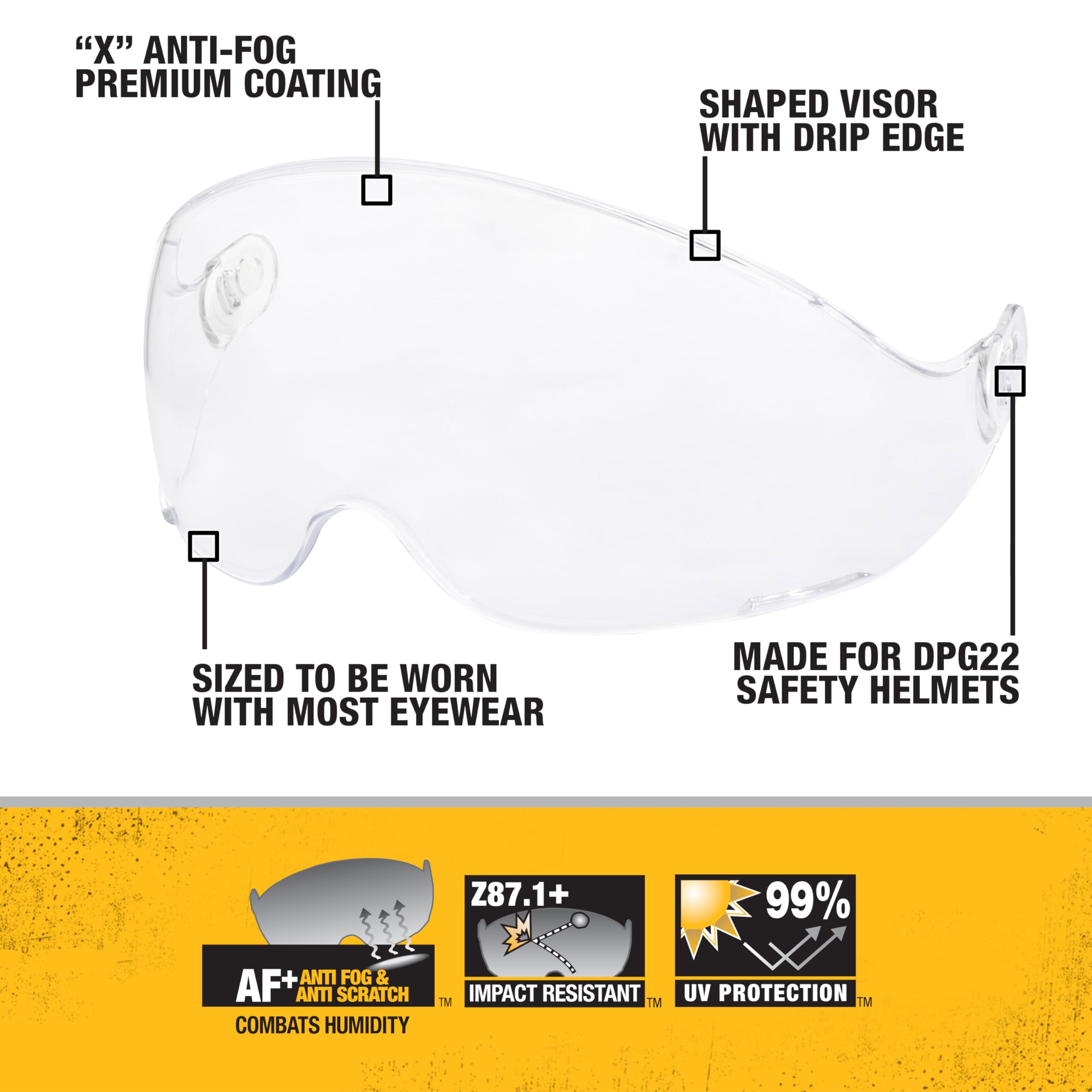 Foto 3 pulgar | Visera Dewalt Dpg22-sh Con Lente Transparente Antivaho Para Casco - Venta Internacional.