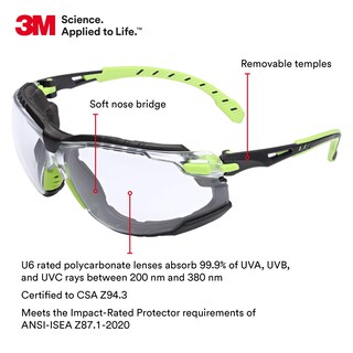 Foto 2 | Gafas De Seguridad 3m Solus Serie 1000, Lentes Transparentes, Verde/negro - Venta Internacional.