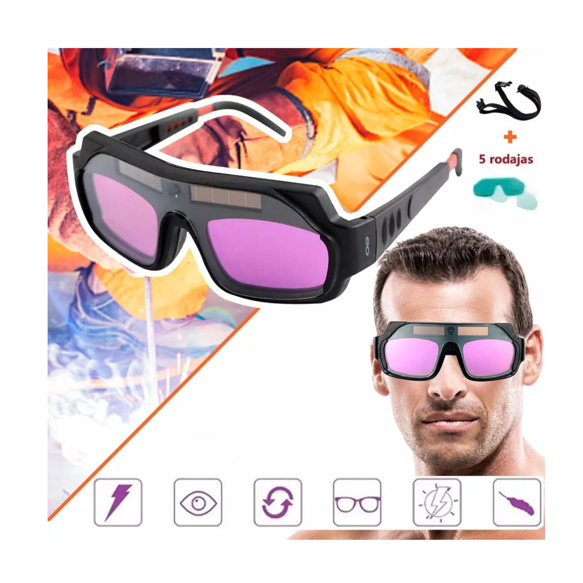 Foto 3 pulgar | Gafas Lentes De Seguridad Para Soldar Electronica Solar Eo Safe Imports Esi-7337-1 Multicolor
