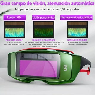 Foto 3 | Gafas De Seguridad Para Soldadura Con Oscurecimiento Automático Verde Oscuro Eo Safe Imports Esi-18661 Verde