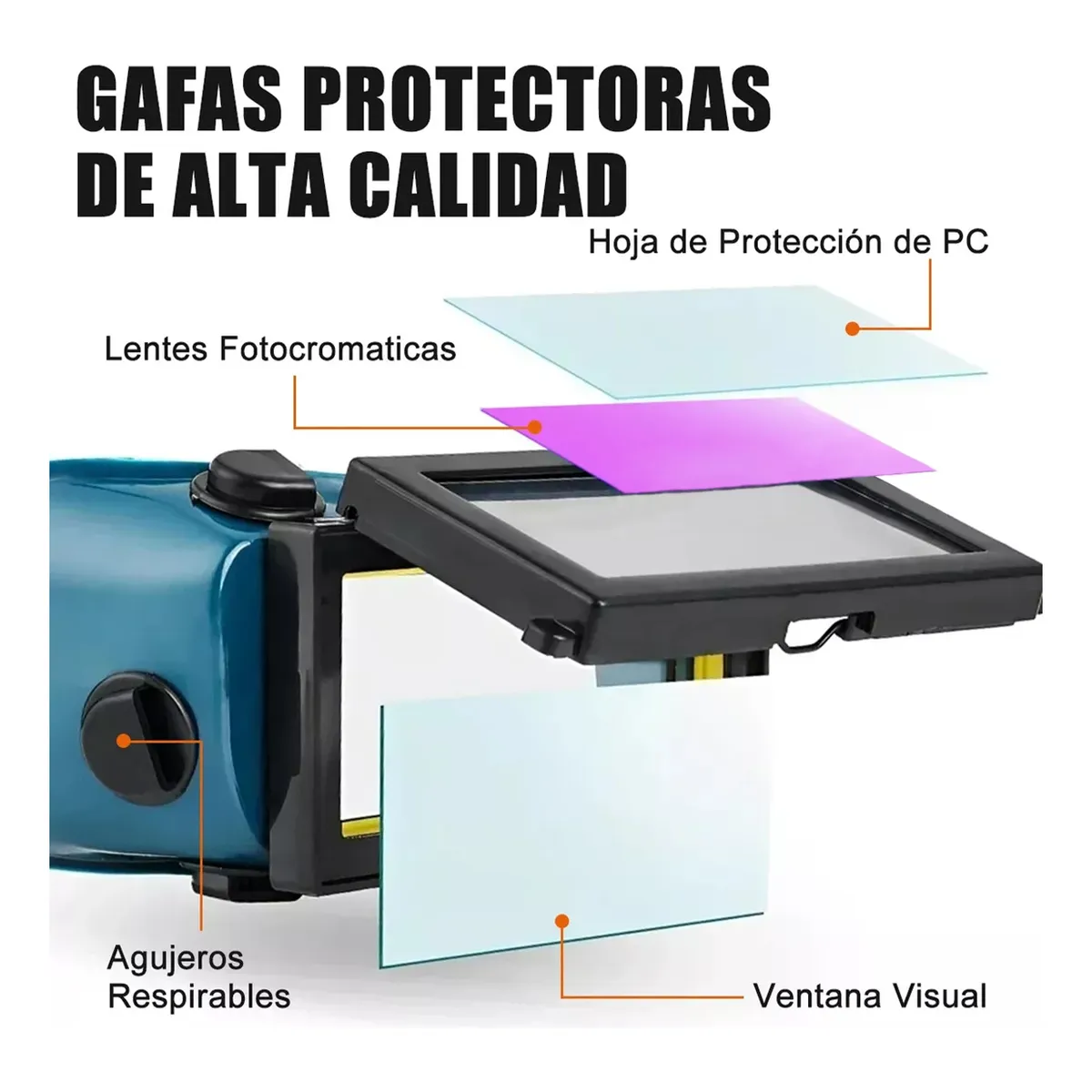 Foto 2 | Lente De Protección Con Oscurecimiento Automático/gafas Eo Safe Imports Esi-18662 Azul
