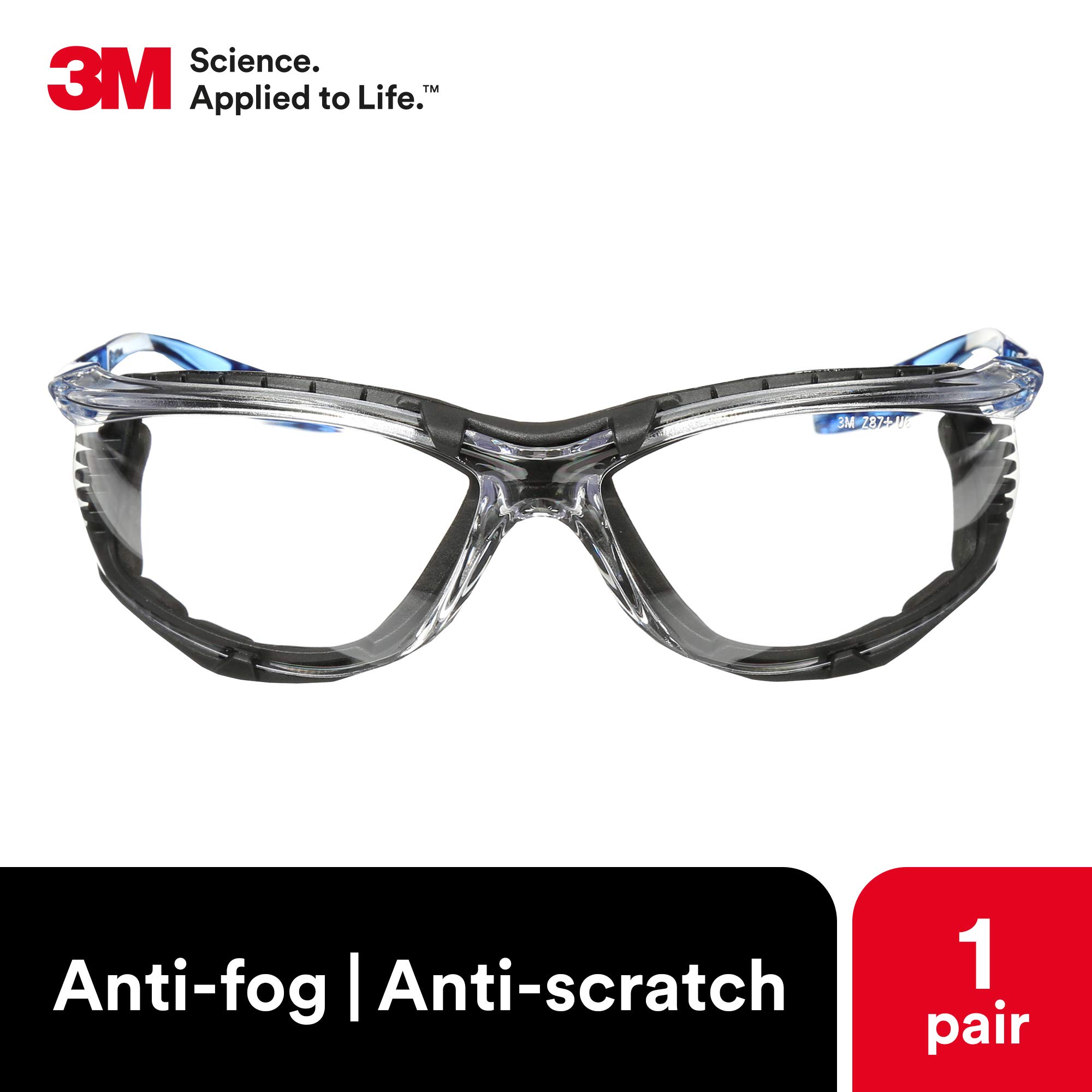 Foto 3 | Gafas De Seguridad 3m Virtua Ccs, Antivaho, Lentes Transparentes, Marco Azul - Venta Internacional.