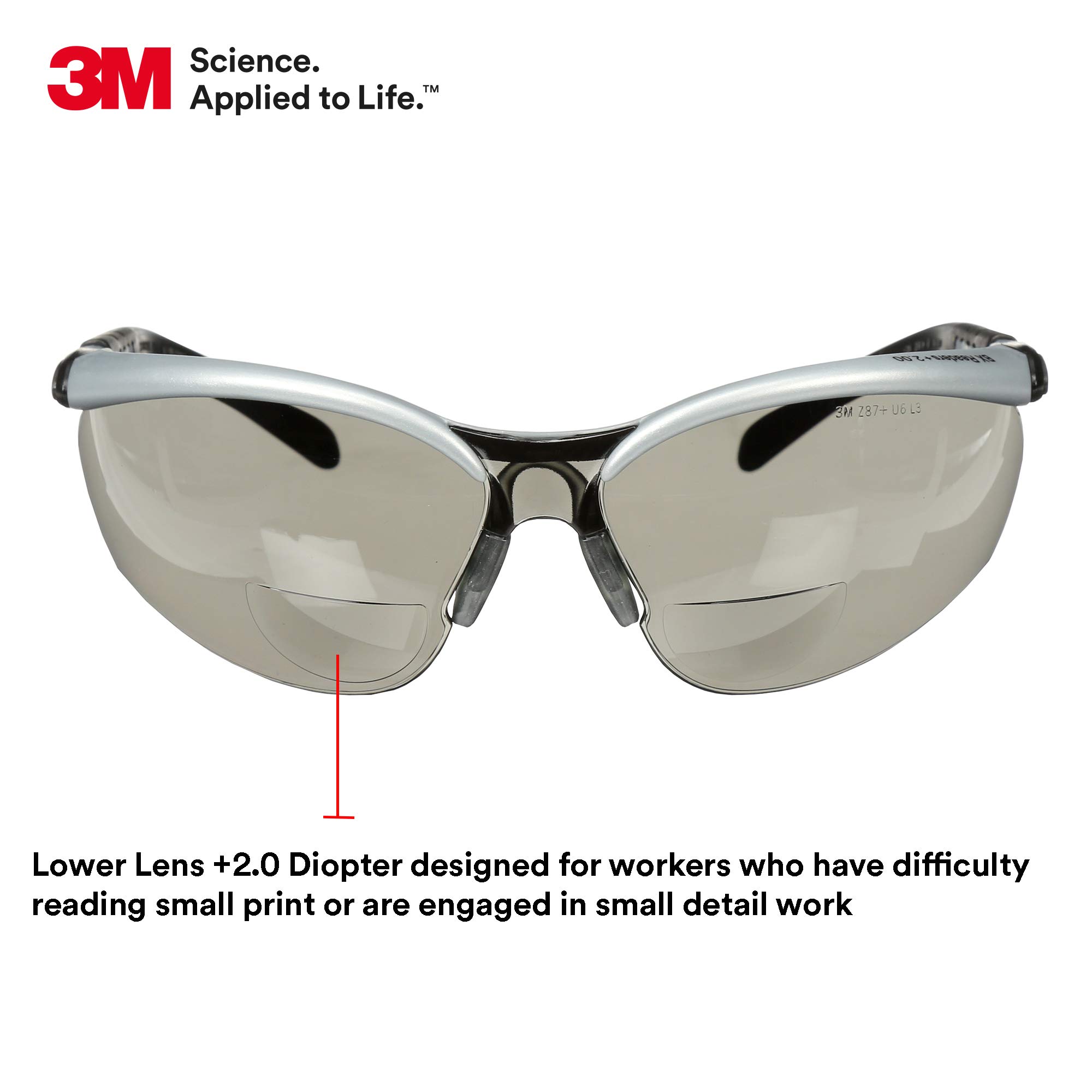 Foto 4 pulgar | Gafas De Seguridad 3m Bx +2.0 Con Lente Gris De Aumento De Lectura - Venta Internacional.