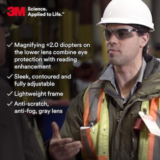 Foto 5 | Gafas De Seguridad 3m Bx +2.0 Con Lente Gris De Aumento De Lectura - Venta Internacional.