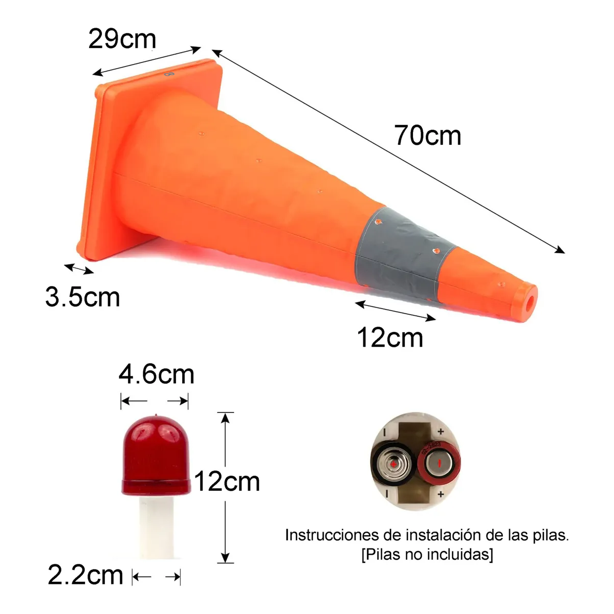 Foto 4 pulgar | Conos de Seguridad Eo Safe Imports Anaranjados con Luz y Reflejante 2 Piezas
