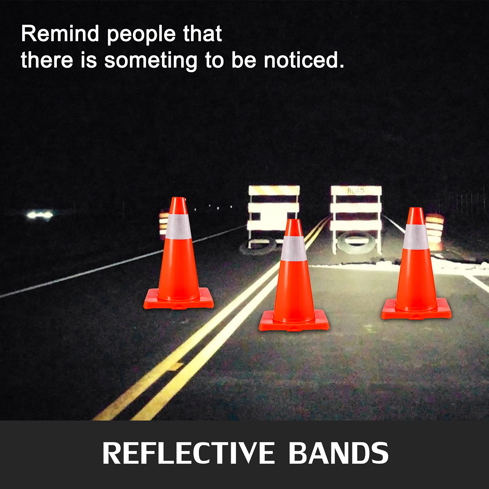 Foto 4 pulgar | Base De Pvc Traffic Cones Vevor De 18 Pulgadas Con Collares Reflectantes X20 - Venta Internacional.