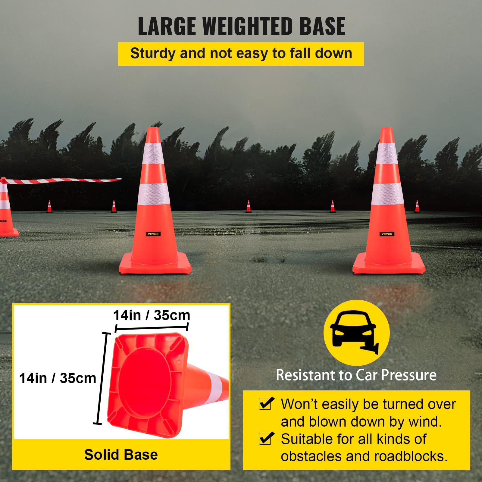Foto 6 pulgar | Conos De Seguridad Vevor De 73 Cm De Altura, Pvc, Color Naranja, Con Collar Reflectante - Venta Internacional.
