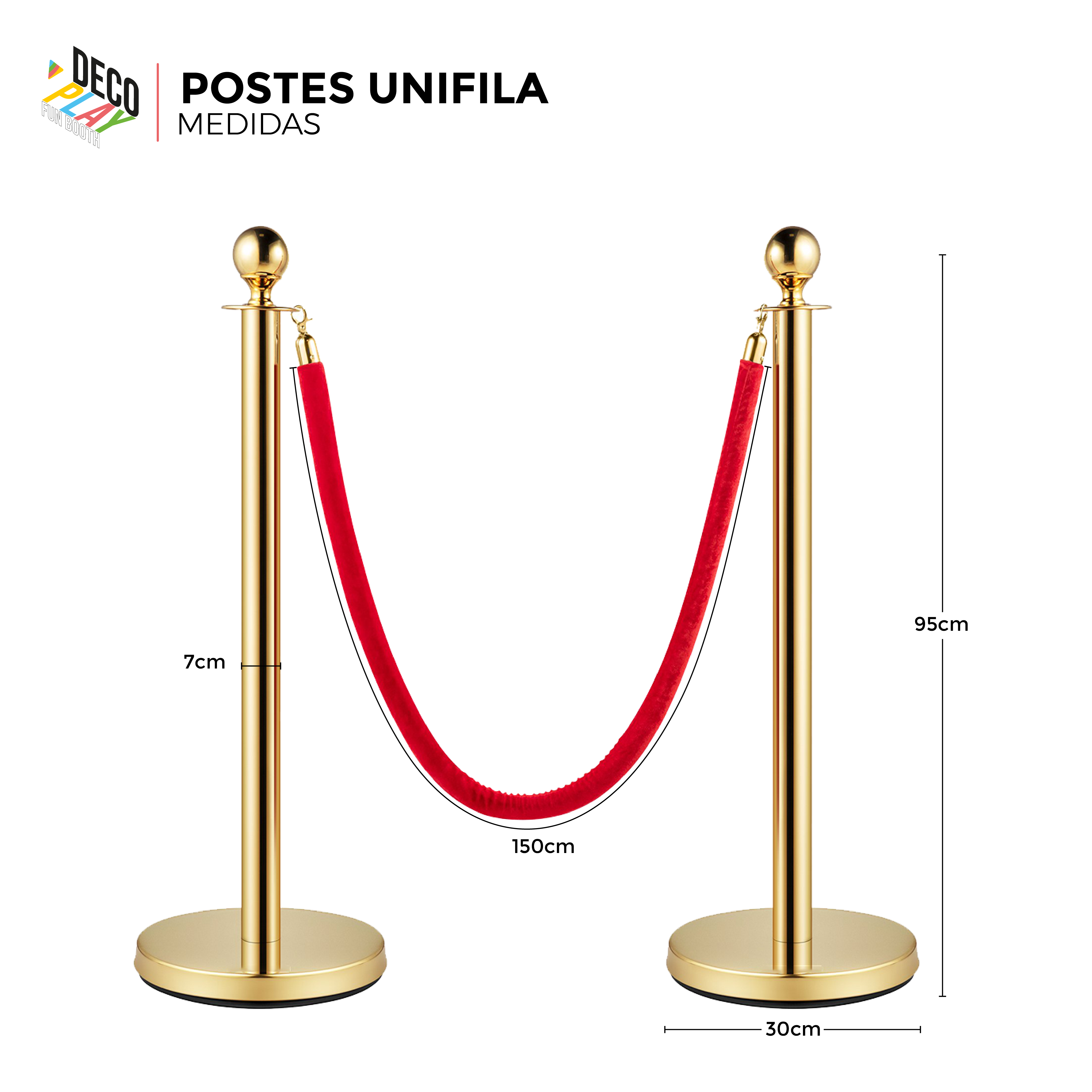 Foto 5 pulgar | Poste Unifila Delimitador Dorado 2 Piezas