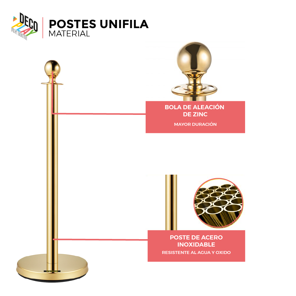 Foto 5 | Poste Unifila Delimitador Dorado 2 Piezas