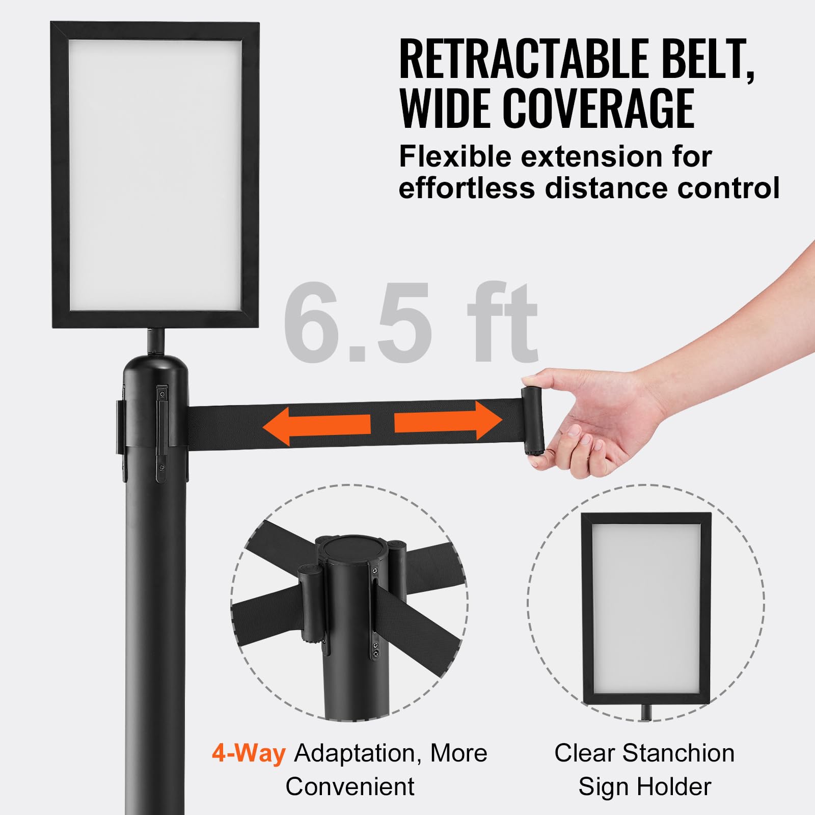 Foto 4 | Crowd Control Stanchions Vevor, Paquete De 6 Con Cinturón Retráctil - Venta Internacional.