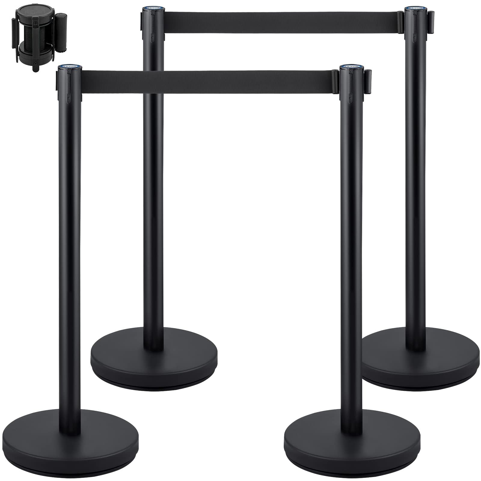 Foto 1 | Juego De Puntales Crowd Control Vevor Con Cinturón Retráctil Negro De 2 M - Venta Internacional.