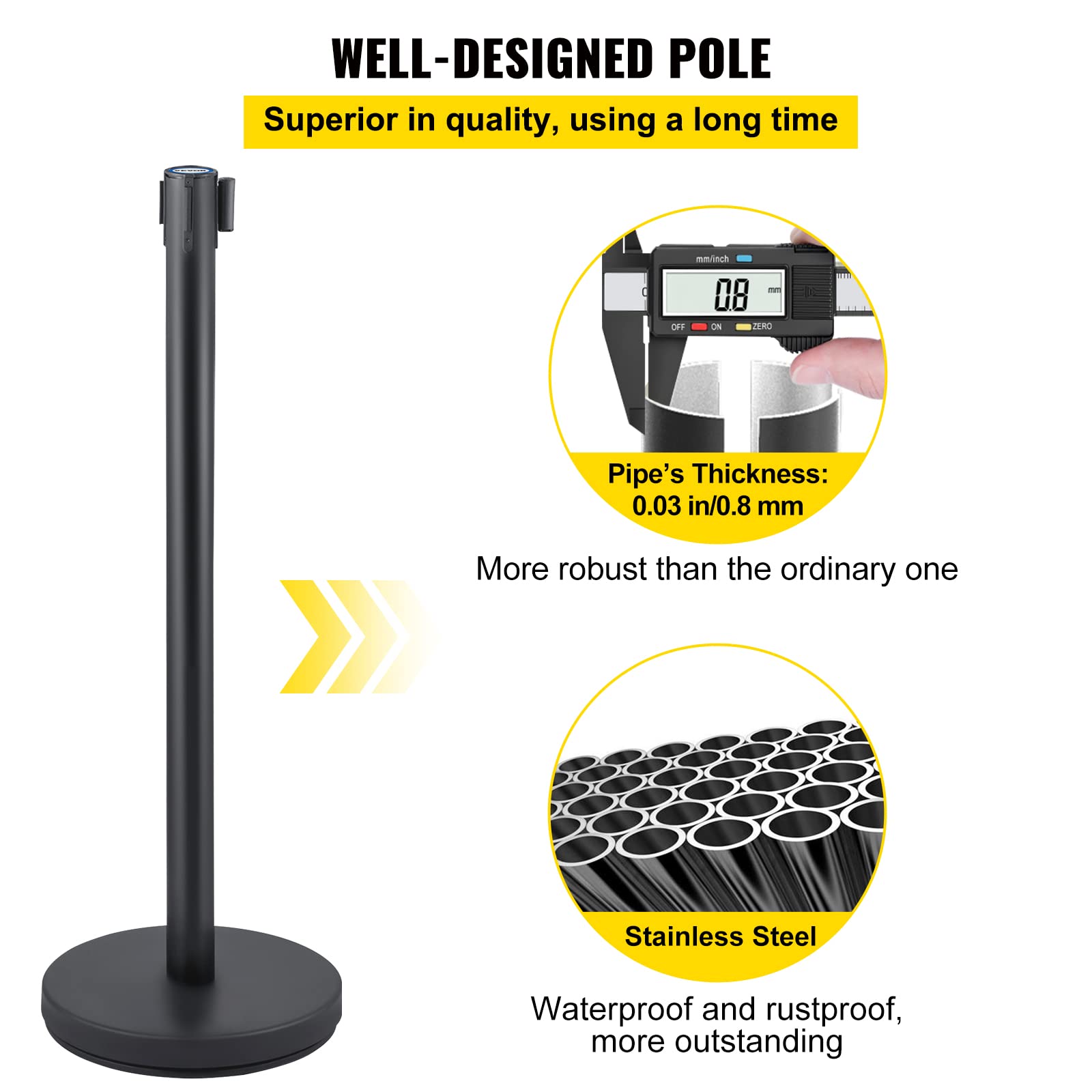 Foto 4 pulgar | Crowd Control Stanchions Vevor, Paquete De 6 Con 3 Correas Retráctiles - Venta Internacional.