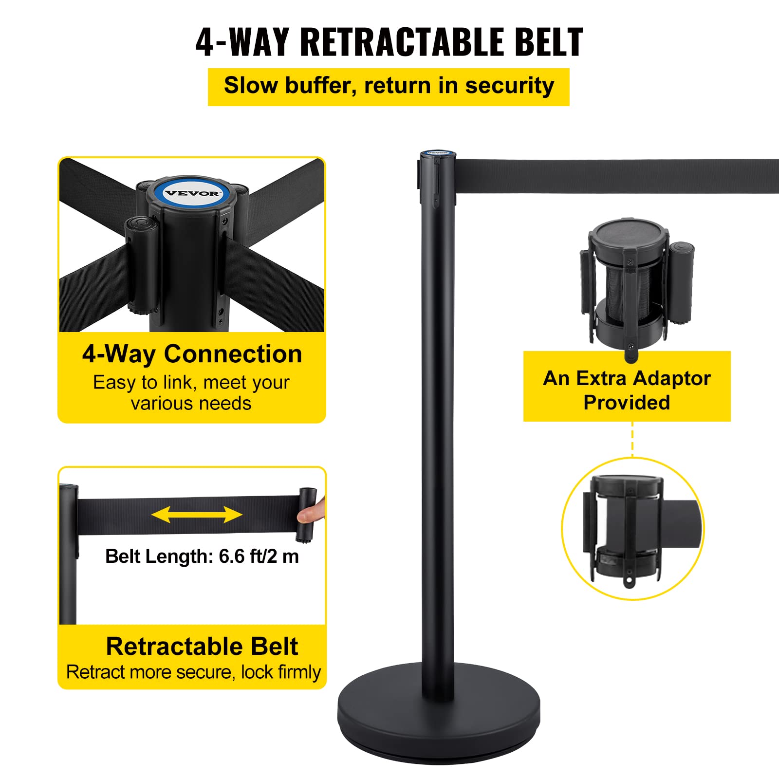 Foto 4 | Crowd Control Stanchions Vevor, Paquete De 6 Con 3 Correas Retráctiles - Venta Internacional.