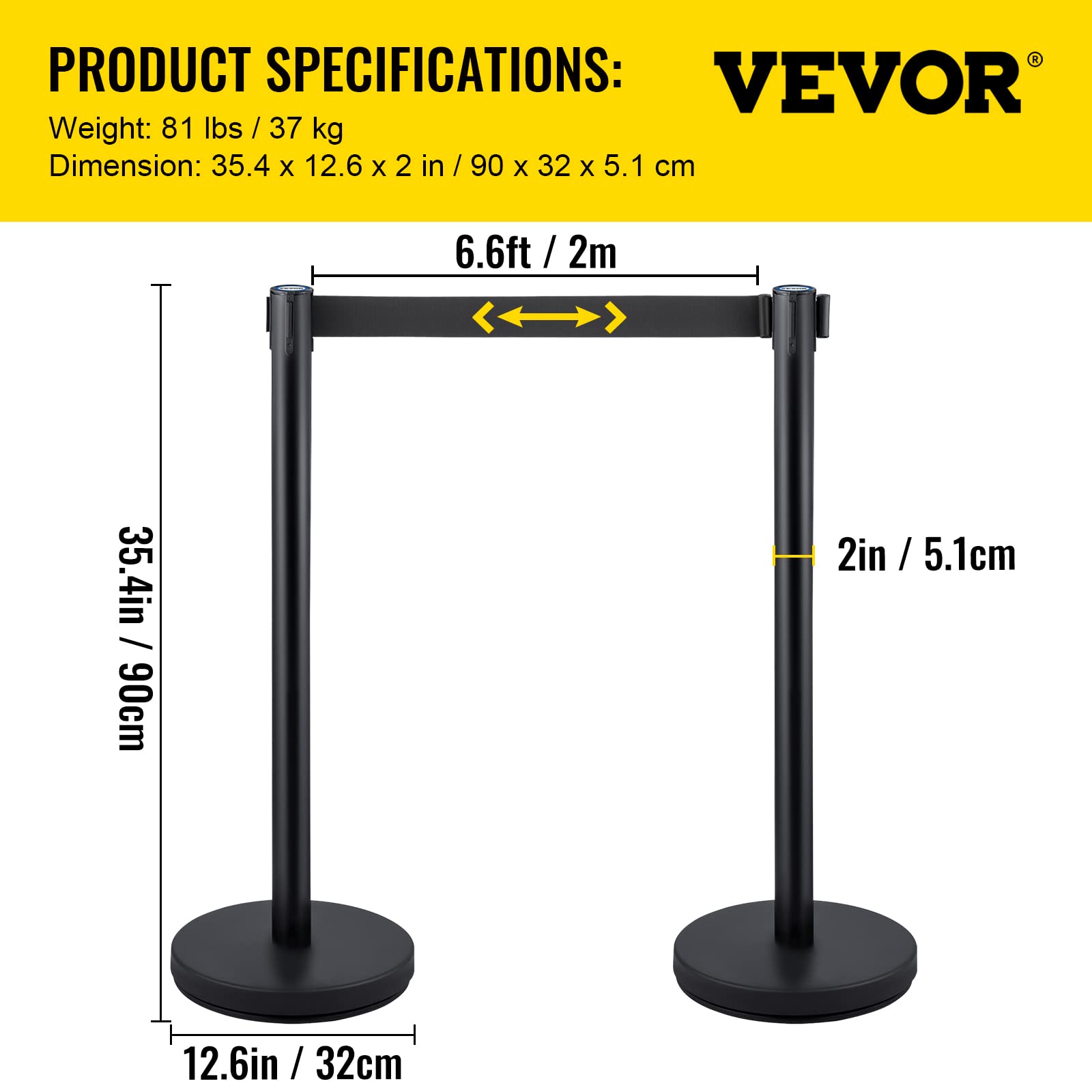Foto 8 pulgar | Crowd Control Stanchions Vevor, Paquete De 6 Con 3 Correas Retráctiles - Venta Internacional.