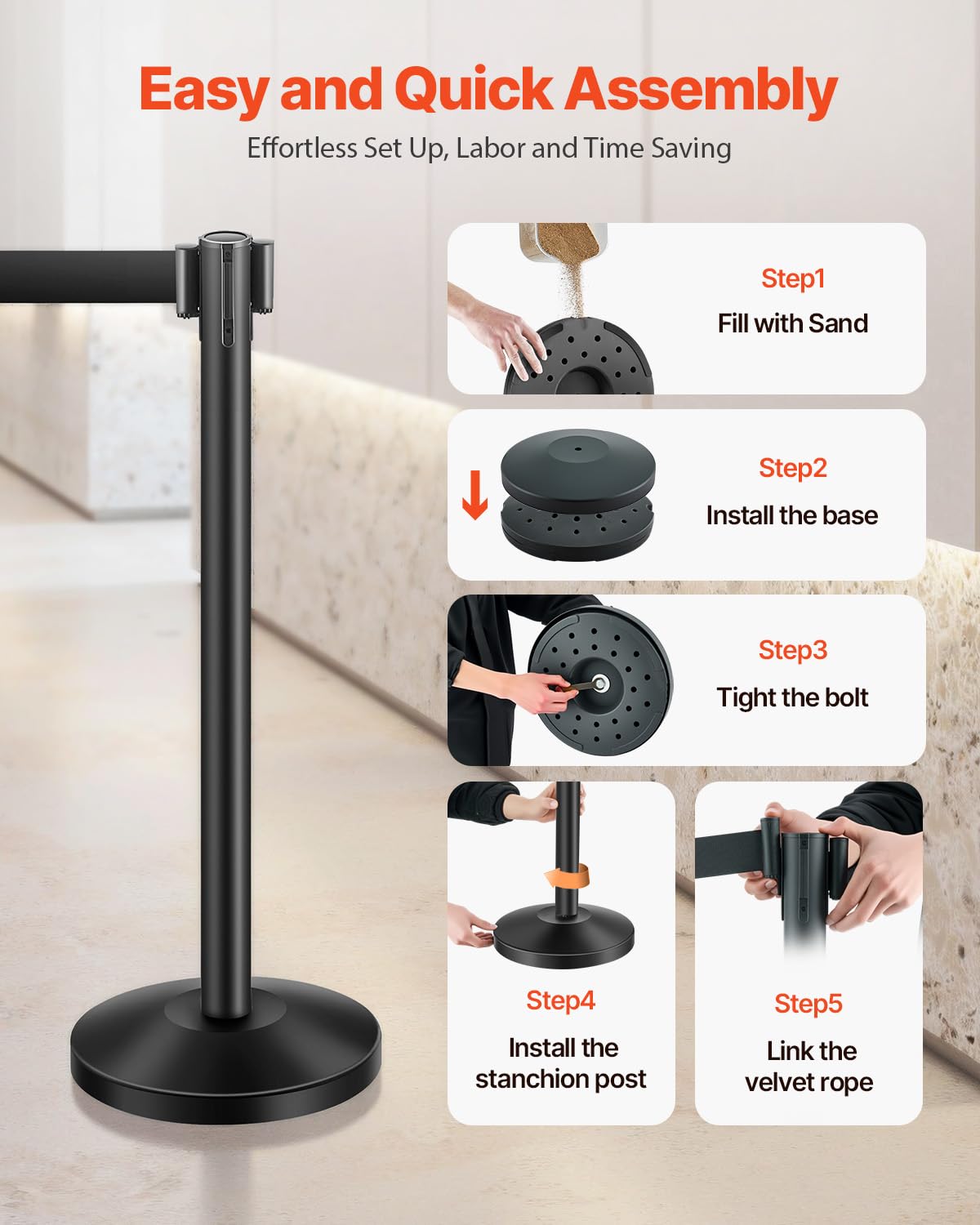 Foto 5 pulgar | Stanchion Vevor De Control De Multitudes Con Correas Retráctiles X4 - Venta Internacional.