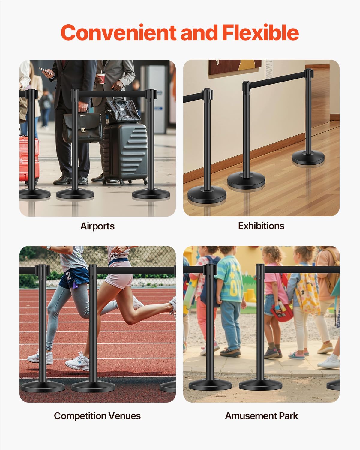 Foto 5 | Stanchion Vevor De Control De Multitudes Con Correas Retráctiles X4 - Venta Internacional.