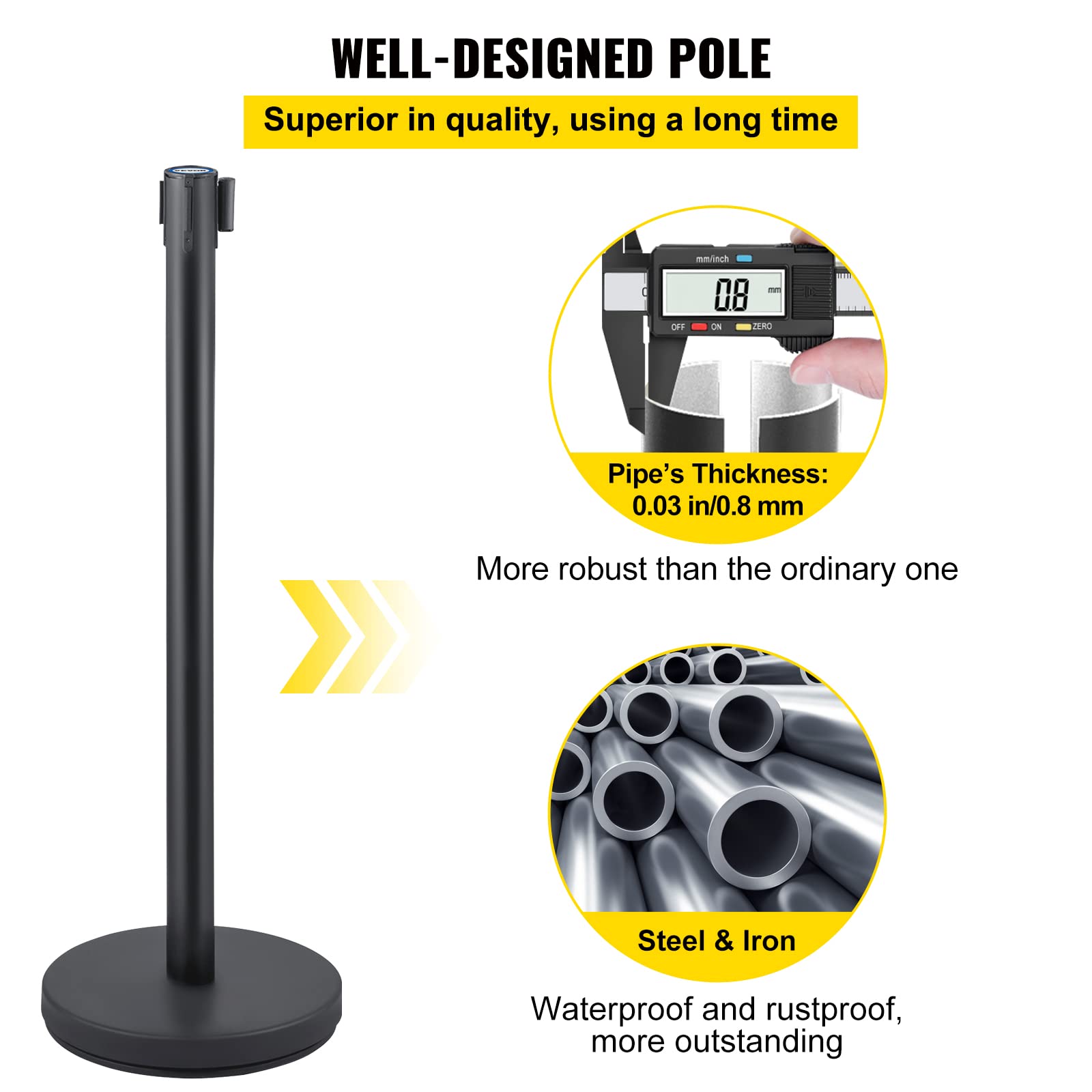 Foto 4 pulgar | Juego De Puntales Crowd Control Vevor Con Cinturón Retráctil De 2 M - Venta Internacional.