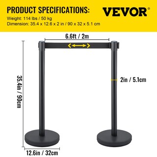 Foto 7 | Juego De Puntales Crowd Control Vevor Con Cinturón Retráctil De 2 M - Venta Internacional.