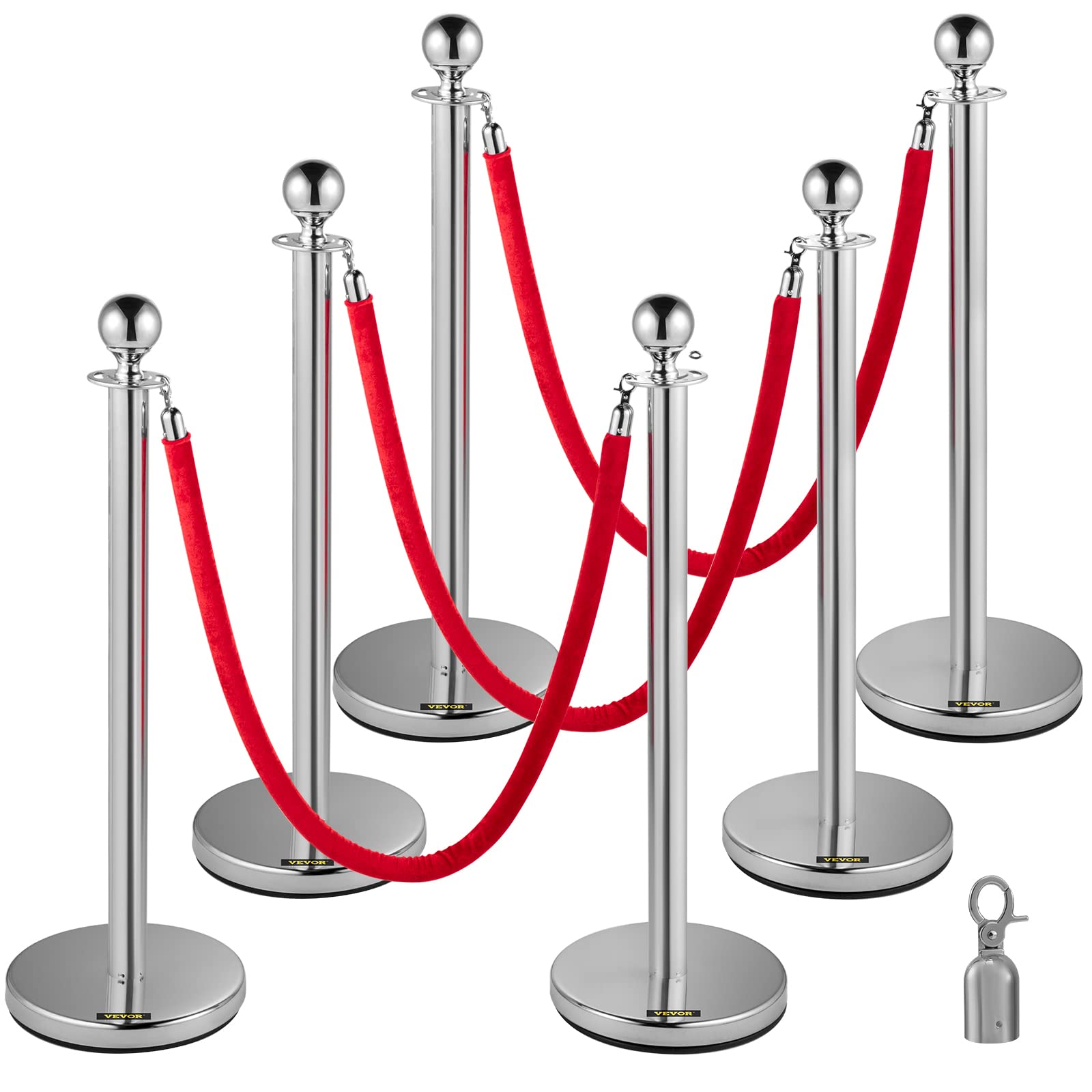 Foto 2 pulgar | Cuerdas De Terciopelo Crowd Control Stanchions Vevor, 6 Unidades, 1,5 M, Color Rojo - Venta Internacional.