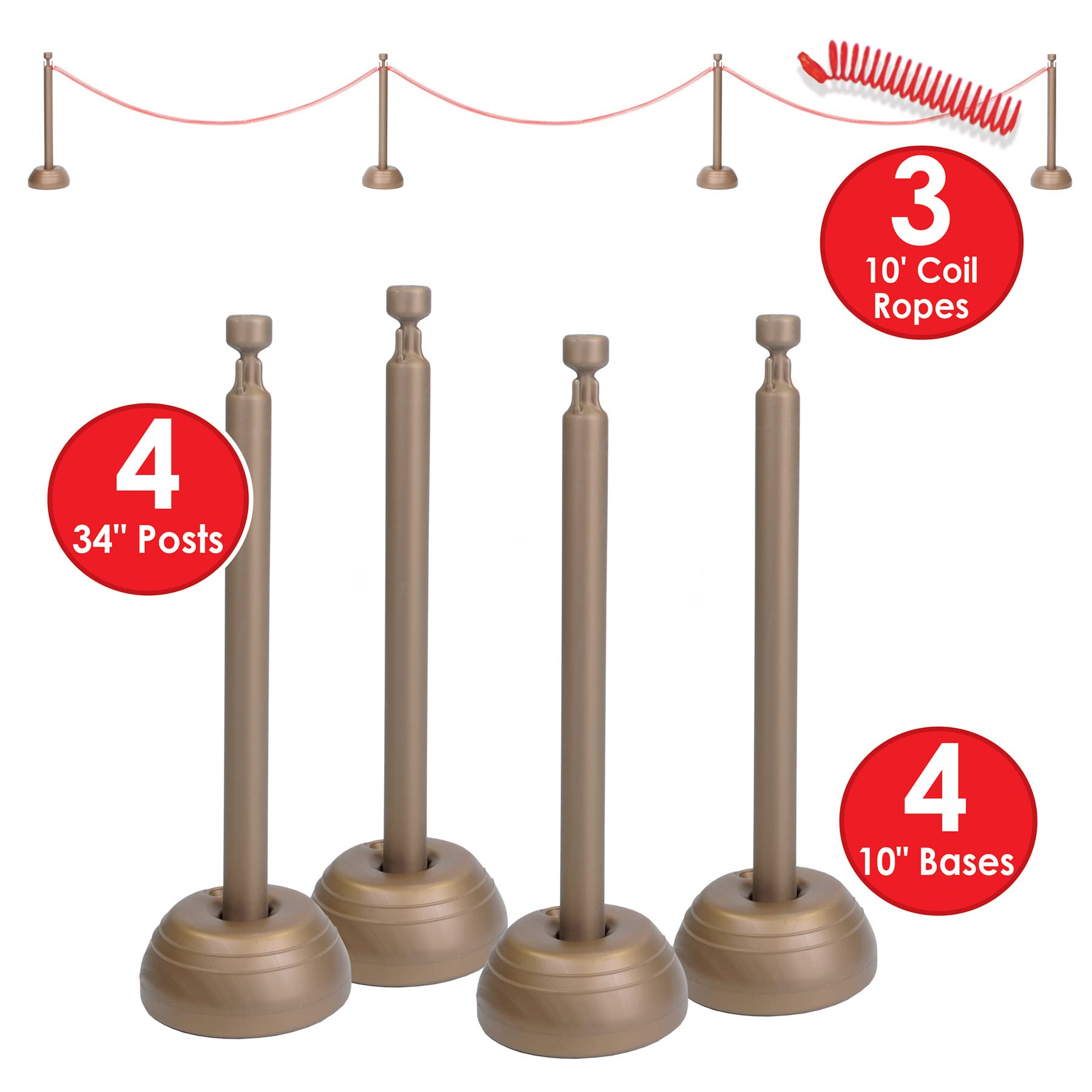 Foto 4 pulgar | Set Rope Stanchion Beistle Awards Night Vip Party, Rojo Y Bronce - Venta Internacional.