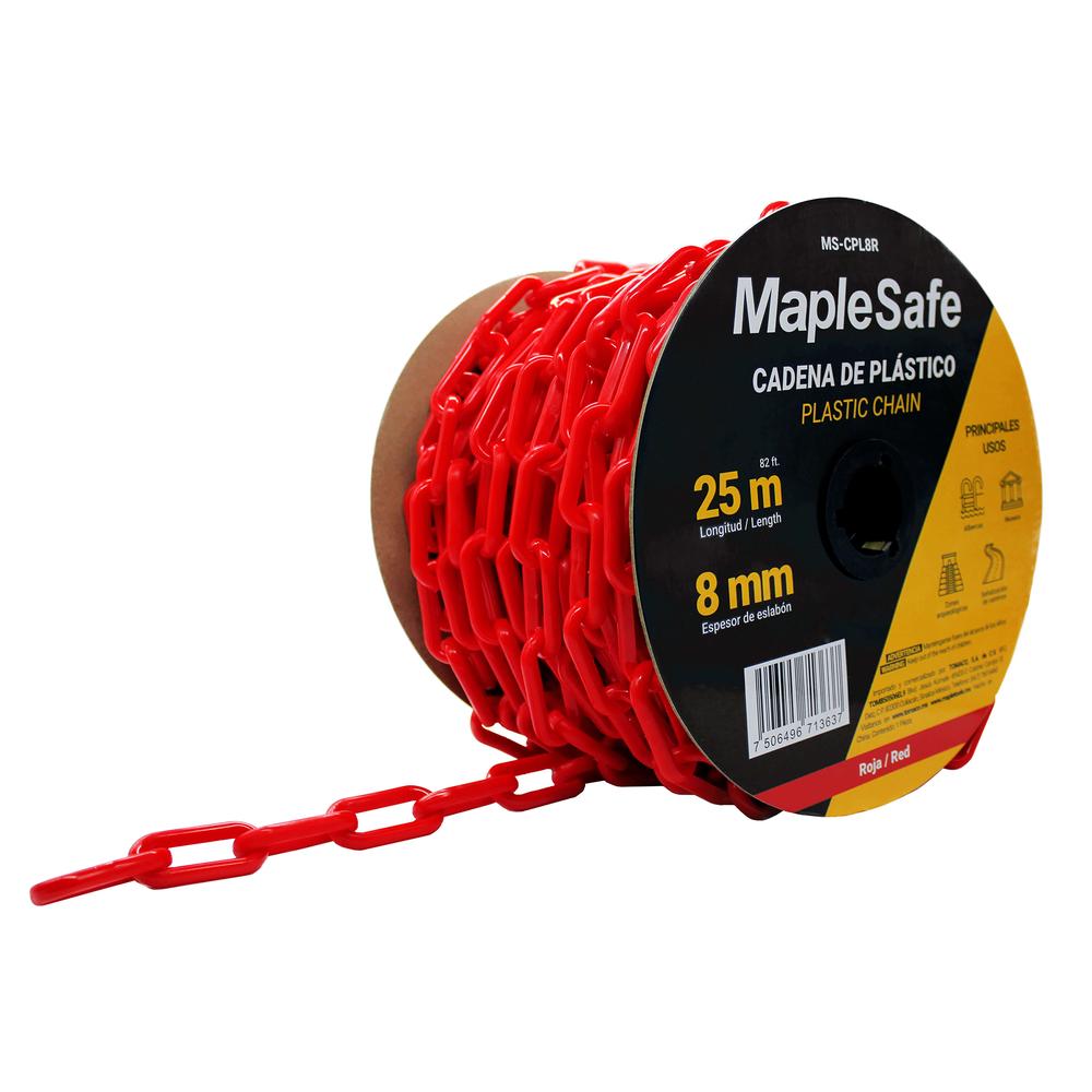 Foto 6 pulgar | Rollo de Cadena Plástica Maple Safe Roja 25 m
