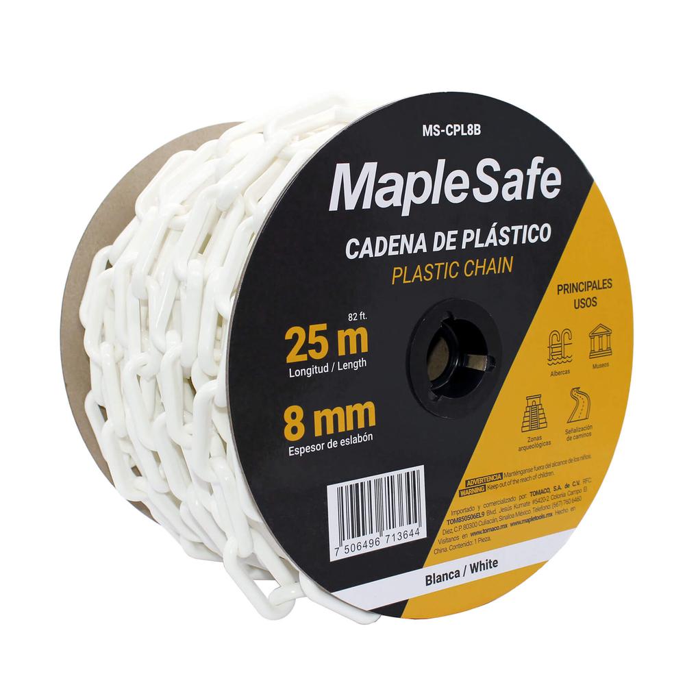 Foto 2 pulgar | Rollo de Cadena Plástica Maple Safe Blanca 25 m