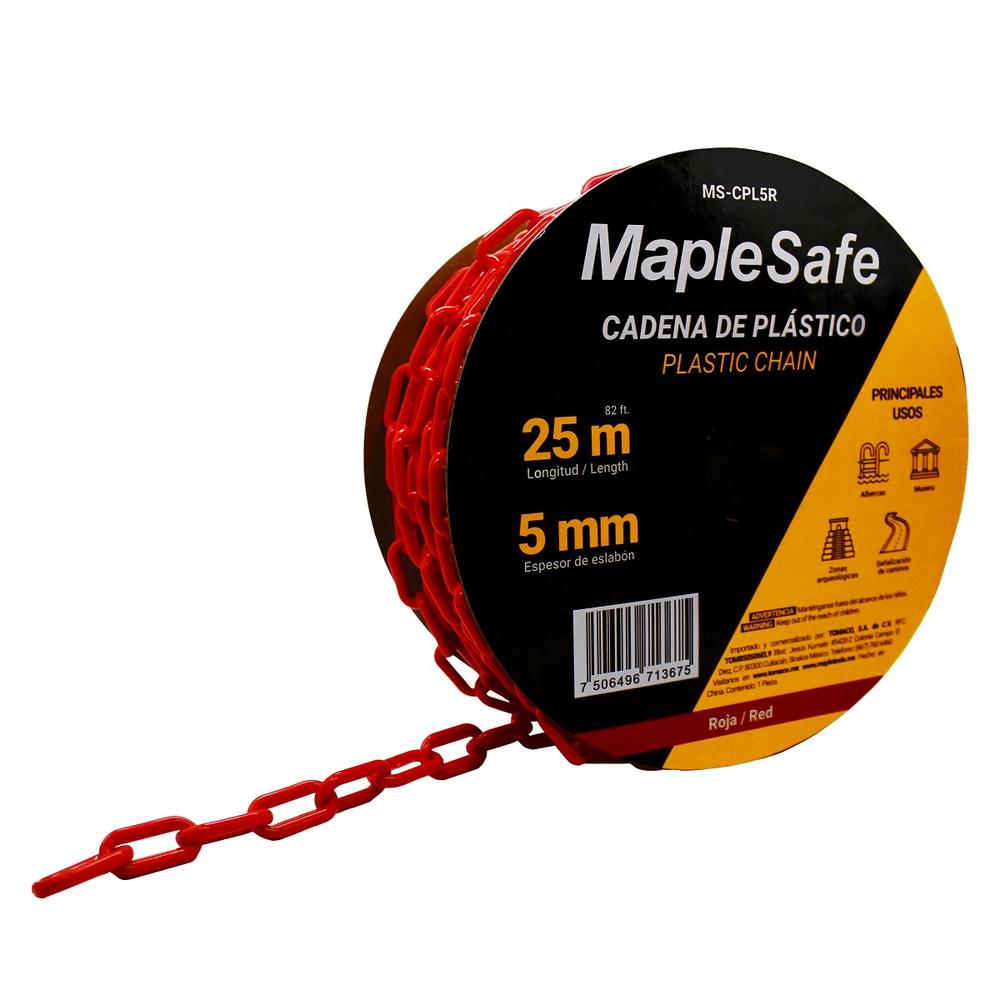 Foto 3 pulgar | Rollo de Cadena Plástica Maple Safe Roja 25 m