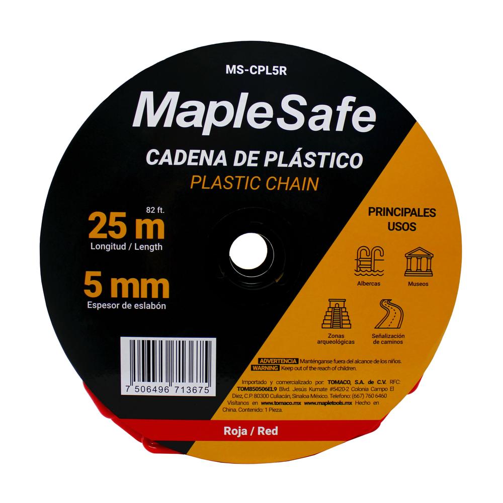 Foto 4 pulgar | Rollo de Cadena Plástica Maple Safe Roja 25 m