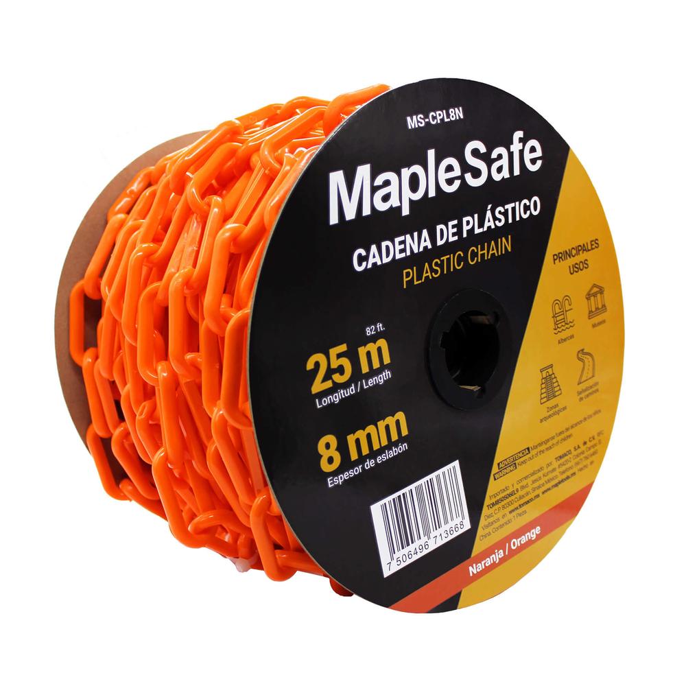 Foto 2 pulgar | Rollo de Cadena Plástica Maple Safe Anaranjada 25 m