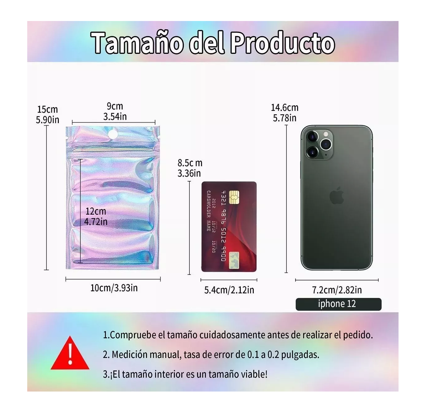 Foto 3 pulgar | Bolsa Holográfica Belug color Tornasol a Prueba de Olores 100 Piezas