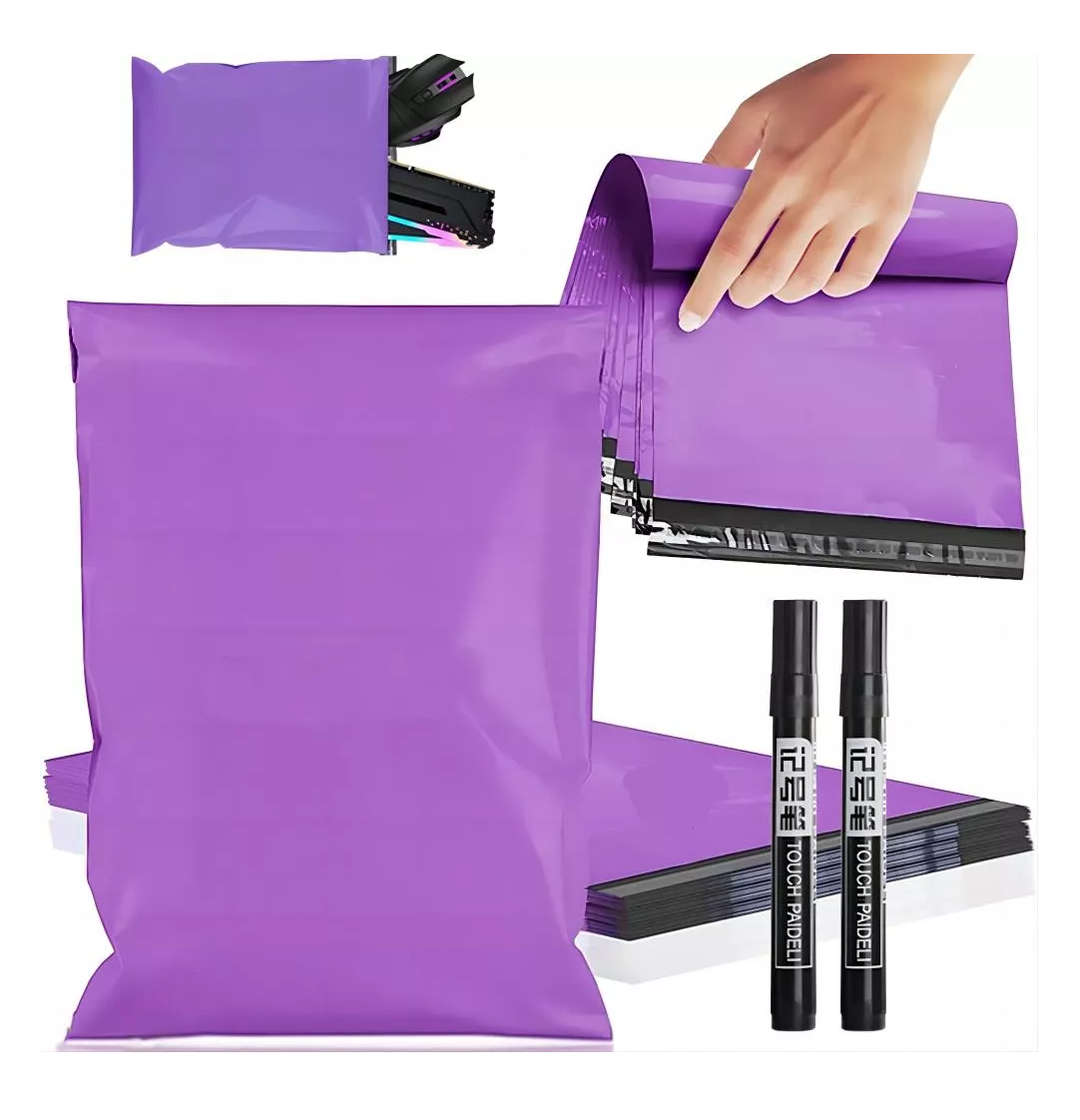 Foto 3 pulgar | Bolsas 25 x 35 cm + 2 Plumas 200 Piezas Moradas