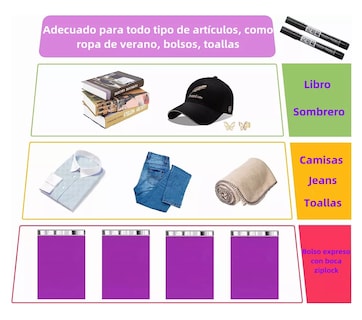 Foto 4 | Bolsas 25 x 35 cm + 2 Plumas 200 Piezas Moradas