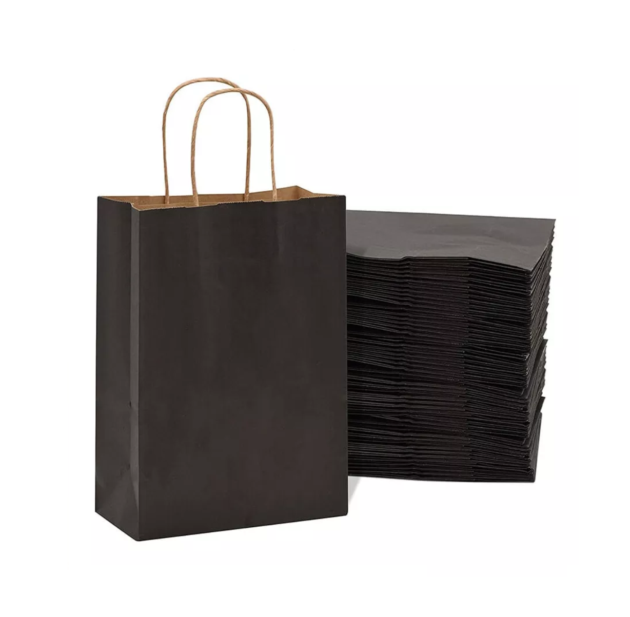 50 Bolsas De Papel Kraft Negro 15x21x8 Regalo De Caramelo