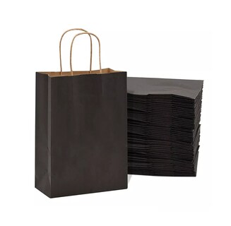 Foto 1 | 50 Bolsas De Papel Kraft Negro 15x21x8 Regalo De Caramelo