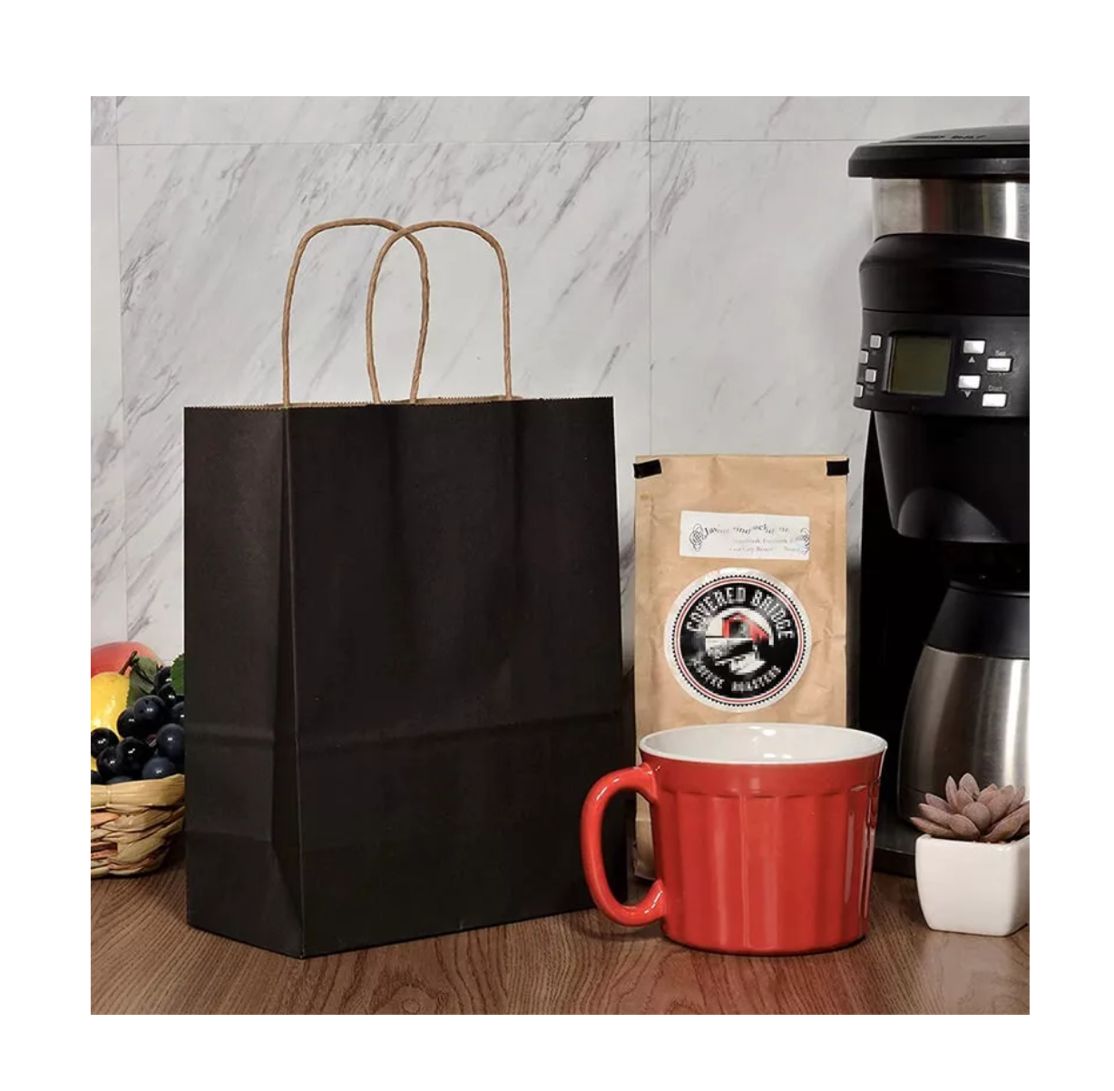 Foto 4 pulgar | 50 Bolsas De Papel Kraft Negro 15x21x8 Regalo De Caramelo