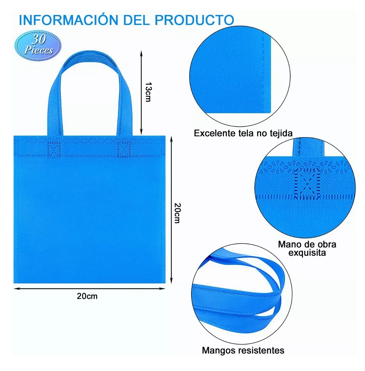 Foto 4 | Mini Bolsas Ecológicas Tejidas 20 x 20 cm Multicolor 30 Piezas