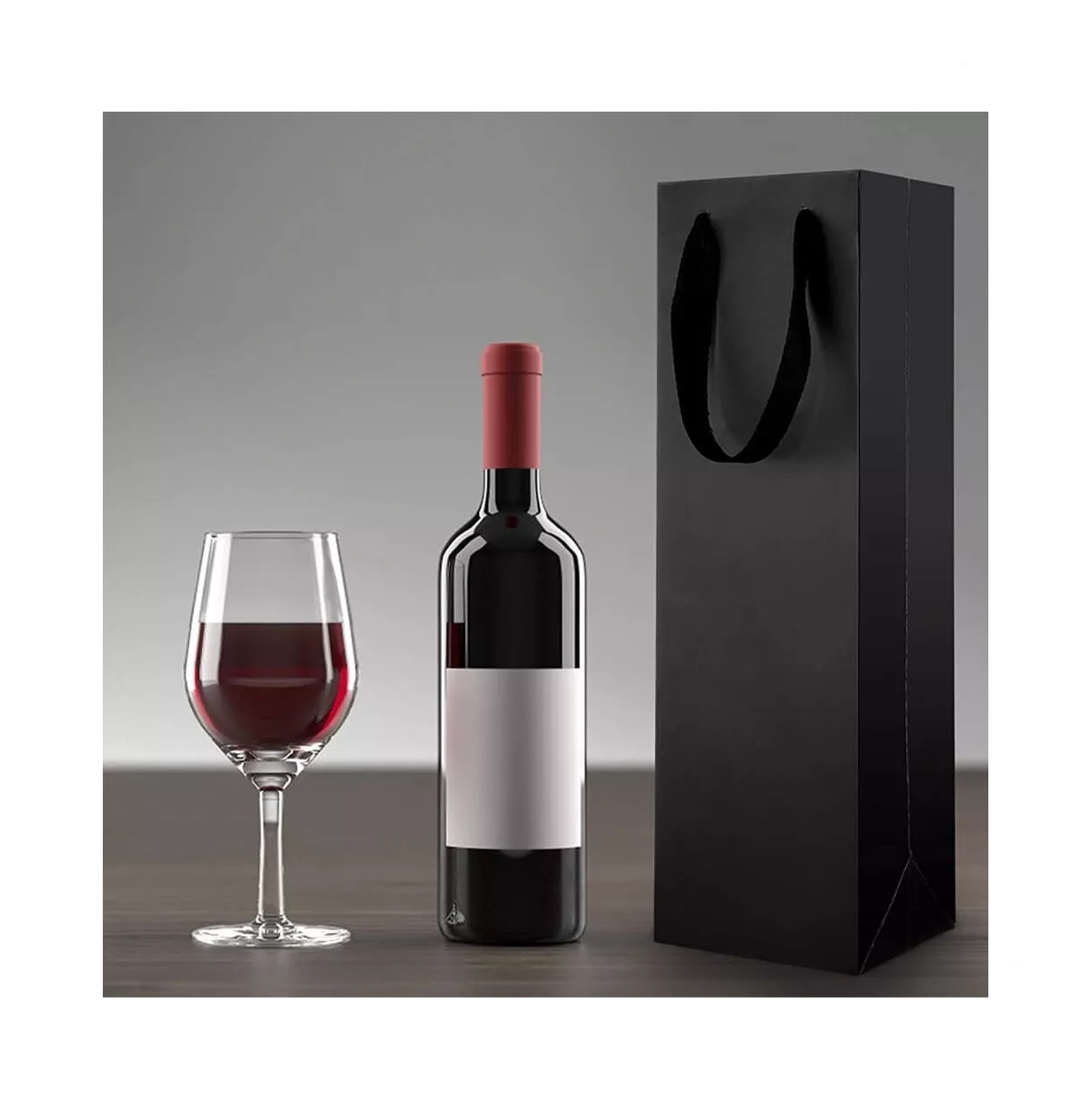 Foto 3 pulgar | 10 Bolsas de Regalo Carton Papel Kraft para Botellas de Vino Negras