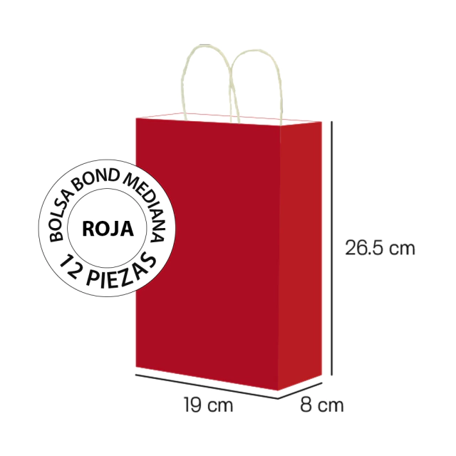 Foto 3 pulgar | Bolsa de Papel Bond Optimus Roja Mediana Con Asa