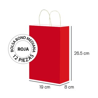 Foto 2 | Bolsa de Papel Bond Optimus Roja Mediana Con Asa