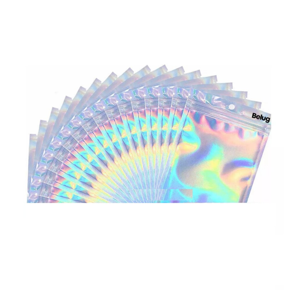 Bolsas Plástico Resellable 20 X 14 Cm 50 Pzs, Tornasol Holografica Belug $509
