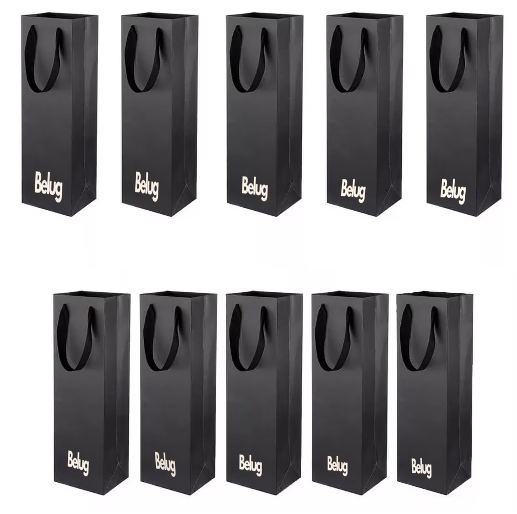 Foto 2 pulgar | 10 Bolsas De Regalo Carton Papel Kraft Para Botellas De Vino Belug Negro