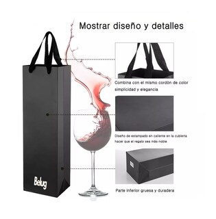 Foto 3 | 10 Bolsas De Regalo Carton Papel Kraft Para Botellas De Vino Belug Negro