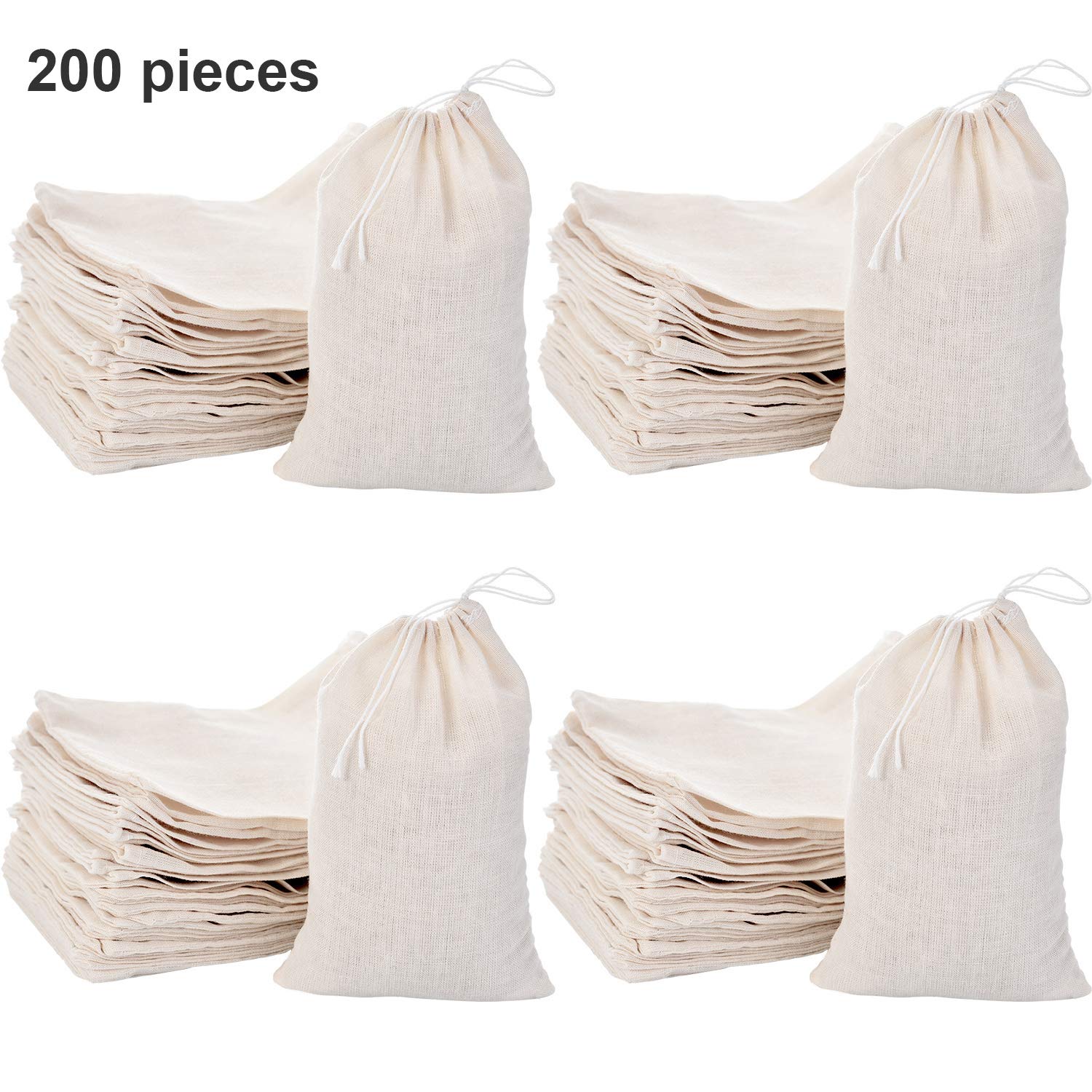Foto 6 pulgar | Bolsas De Muselina Tatuo, Paquete De 200 Bolsas De Arpillera Con Cordón - Venta Internacional.