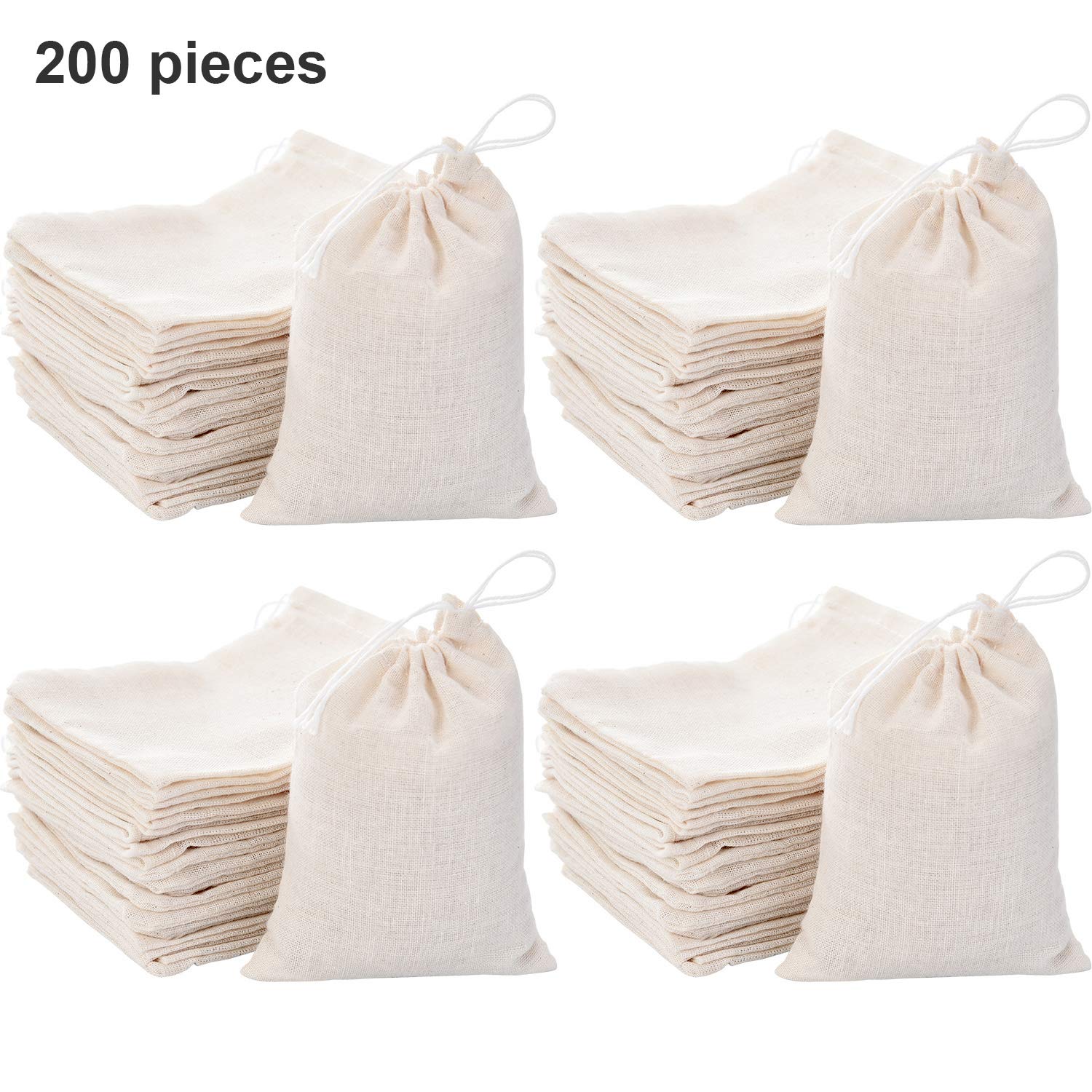 Foto 5 | Bolsas De Muselina Tatuo, Paquete De 200 Bolsas De Arpillera Con Cordón, 8 X 10 Cm - Venta Internacional.