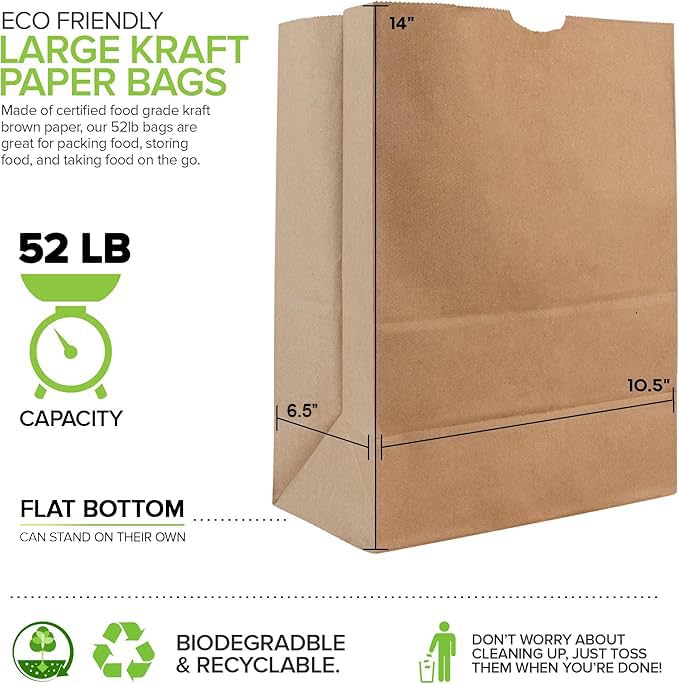 Foto 3 | Bolsas de Papel Stock Your Home Kraft Brown Capacidad 23 kg 100 Piezas - Venta Internacional