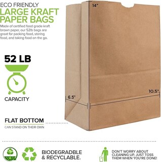 Foto 3 | Bolsas de Papel Stock Your Home Kraft Brown Capacidad 23 kg 100 Piezas - Venta Internacional